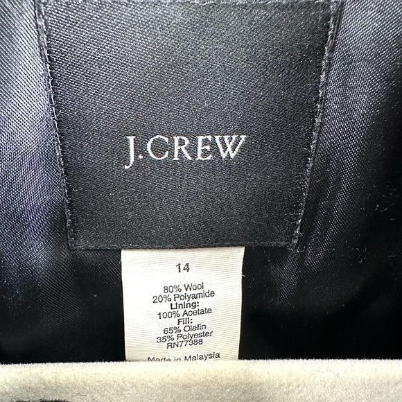 J Crew Pea Coat Womens 14 Wool Blend Double Breasted Preppy Classic Black - Picture 5 of 10